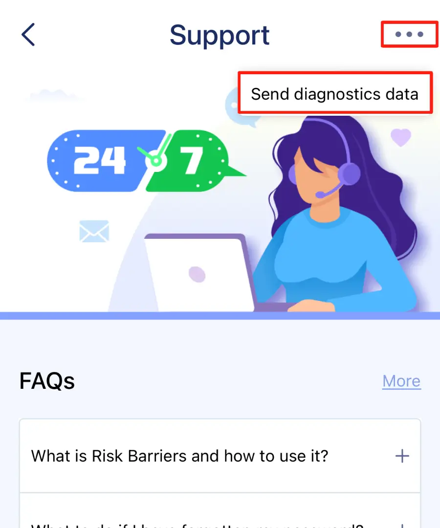 ④ Select Send diagnostics data