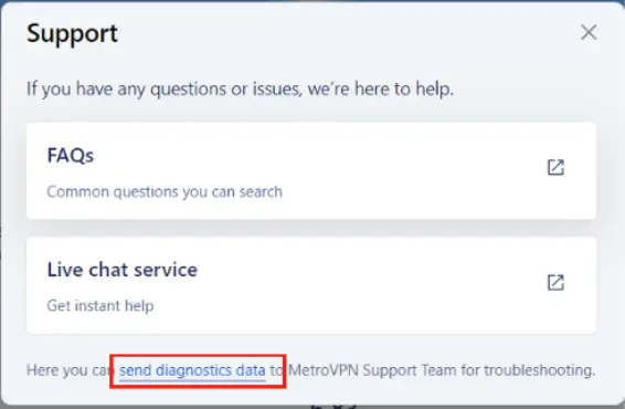 ④ Select Send diagnostics data