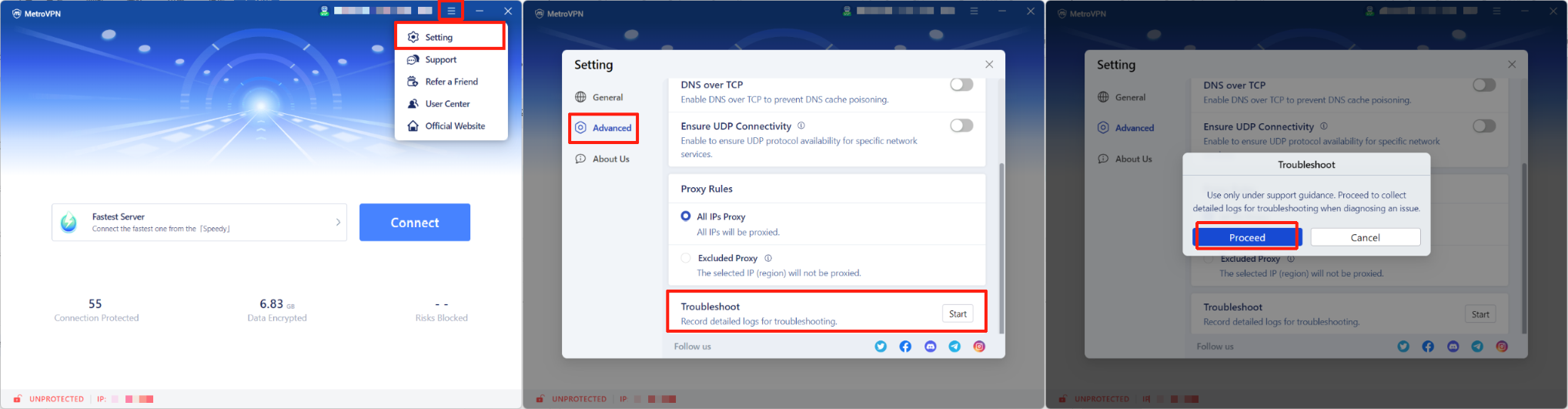 ② Go to the Support page